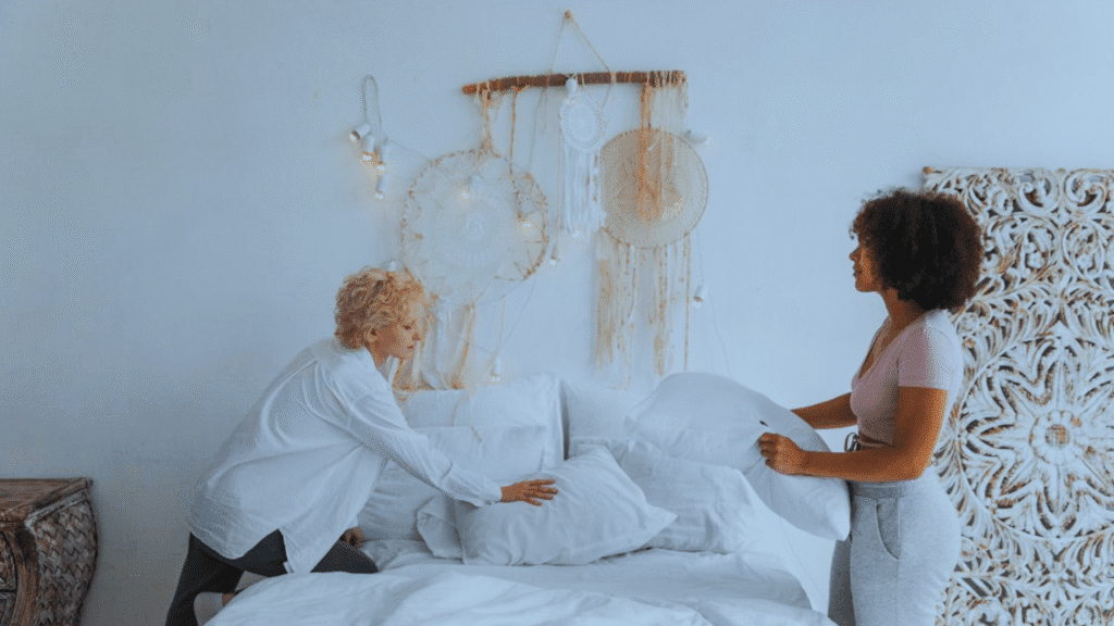 making the beds